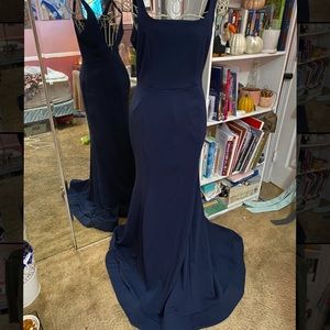 COPY - Solid Navy Blue Mermaid Gown